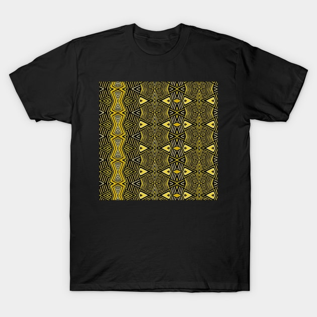 African Tribal Shield - Yellow Black T-Shirt by Esprit-Mystique